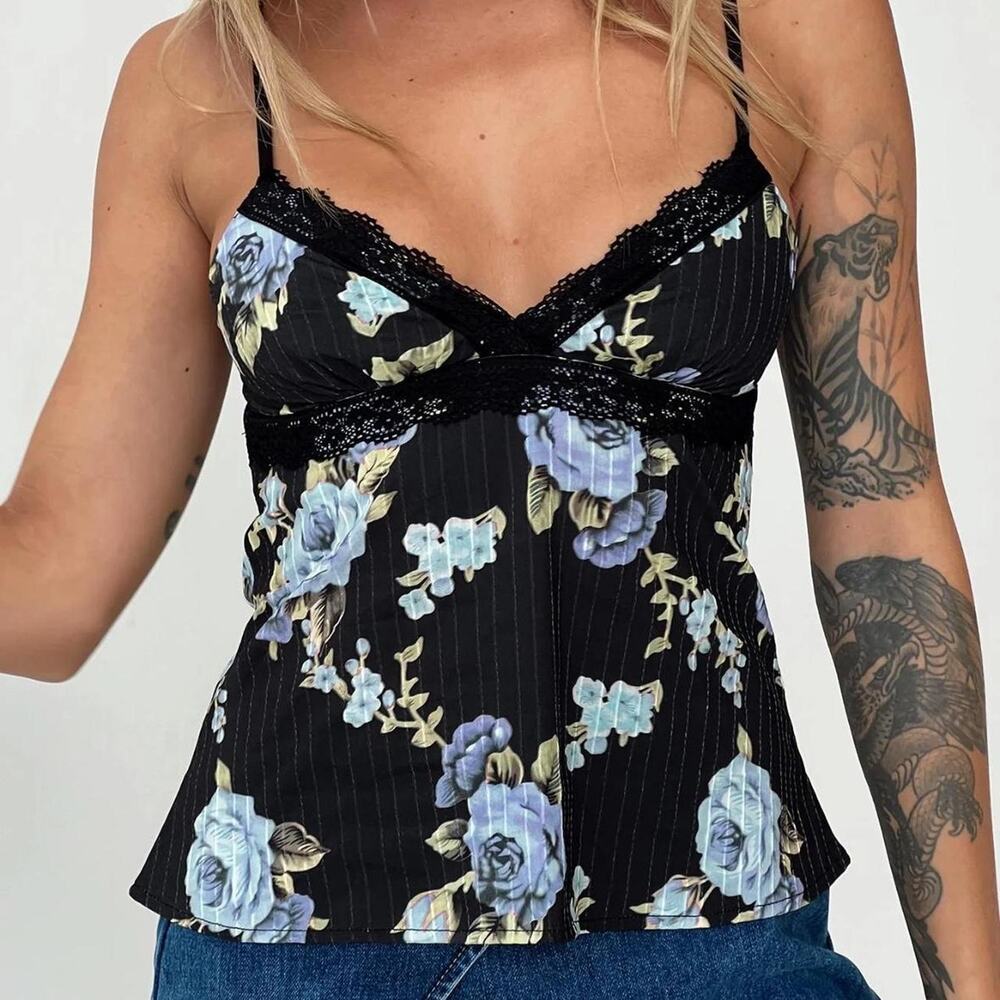Blue and black floral